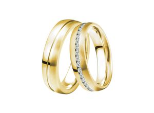 4251729870795 - Trauring Schmuck Geschenk Silber 925 Ehering Partnerring LIEBE Fingerringe Gr 54 mit Zirkonia Silber 925 (Sterlingsilber) 6 mm gelb (gelbgoldfarben kristallweiß) Trauringe wahlweise mit oder ohne Zirkonia