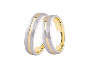 4251729871556 - Trauring Schmuck Geschenk Silber 925 Ehering Partnerring LIEBE Fingerringe Gr 54 mit Zirkonia Silber 925 (Sterlingsilber) 5 mm goldfarben (silberfarben gelbgoldfarben kristallweiß) wahlweise mit oder ohne Zirkonia