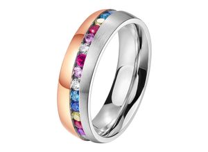 4251729871730 - Trauring Schmuck Geschenk Edelstahl Ehering Partnerring LIEBE Fingerringe Gr 54 mit Zirkonia Edelstahl 6 mm rosegold (edelstahlfarben roségoldfarben mehrfarbig mehrfarbig) Trauringe wahlweise mit oder ohne Zirkonia