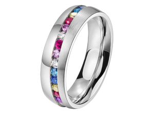 4251729871792 - Trauring Schmuck Geschenk Edelstahl Ehering Partnerring LIEBE Fingerringe Gr 52 mit Zirkonia Edelstahl 6 mm silberfarben (edelstahlfarben mehrfarbig mehrfarbig) Trauringe wahlweise mit oder ohne Zirkonia