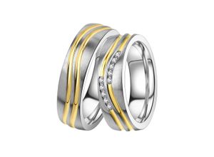 4251729892612 - Trauring Schmuck Geschenk Edelstahl Ehering Partnerring LIEBE Fingerringe Gr 52 mit Zirkonia Edelstahl 6 mm goldfarben (edelstahlfarben gelbgoldfarben kristallweiß) Made in Germany wahlweise mit oder ohne Zirkonia