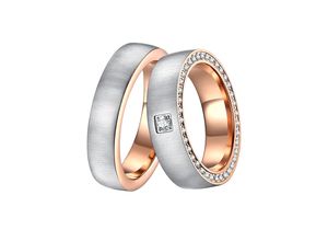 4251729893206 - Trauring Schmuck Geschenk Edelstahl Ehering Partnerring LIEBE Fingerringe Gr 52 mit Zirkonia Edelstahl 6 mm rosegold (edelstahlfarben roségoldfarben kristallweiß) Made in Germany - wahlweise mit oder ohne Zirkonia