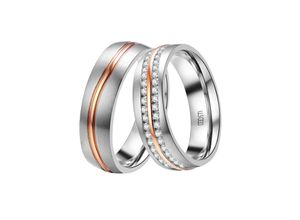 4251729898652 - Trauring Schmuck Geschenk Edelstahl Ehering Partnerring LIEBE Fingerringe Gr 48 mit Zirkonia Edelstahl 6 mm rosegold (edelstahlfarben roségoldfarben kristallweiß) Trauringe wahlweise mit oder ohne Zirkonia