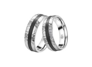 4251729899048 - Trauring Schmuck Geschenk Edelstahl Ehering Partnerring LIEBE Fingerringe Gr 48 mit Zirkonia Edelstahl-Carbon 7 mm schwarz (edelstahlfarben schwarz kristallweiß) Trauringe wahlweise mit oder ohne Zirkonia