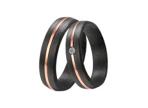 4251729899239 - Trauring Schmuck Geschenk CARBON Ehering Partnerring LIEBE Fingerringe Gr 48 mit Zirkonia Carbon 5 mm rosegold (schwarz roségoldfarben kristallweiß) Trauringe wahlweise mit oder ohne Zirkonia