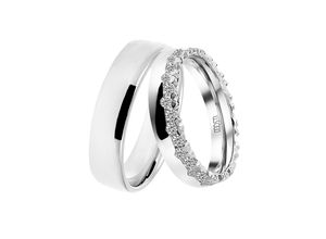 4251729899420 - Trauring Schmuck Geschenk Silber 925 Ehering Partnerring LIEBE Fingerringe Gr 48 mit Zirkonia Silber 925 (Sterlingsilber) 50 mm silberfarben (silberfarben kristallweiß) Trauringe wahlweise mit oder ohne Zirkonia