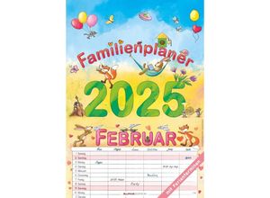 4251732341046 - Familienplaner Cartoon 2025 - Bildkalender 237x34 cm - 6 Spalten - Kalender mit Platz für Notizen - mit vielen Zusatzinformationen - Wandkalender