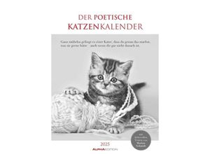 4251732341107 - Der poetische Katzenkalender 2025 - Bild-Kalender 237x34 cm - mit schönen Zitaten - schwarz-weiß - Wandkalender - mit Platz für Notizen - Alpha Editi