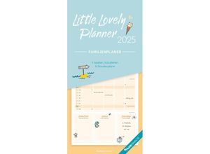 4251732341244 - Alpha Edition - Little Lovely Planner 2025 Familienplaner 22x45cm Kalender mit 5 Spalten für Termine viel Platz für Notizmöglichkeiten Mondphasen