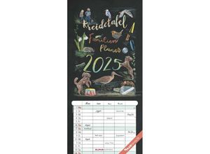 4251732341251 - Kreidetafel Familienplaner 2025 - Familienkalender 22x45 cm - 5 Spalten - Kalender mit Ferienterminen und vielen Zusatzinformationen - Wandkalender