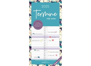 4251732341275 - Alpha Edition - Termine für 2 Colour 2025 Familienplaner 22x45cm Familienkalender mit 2 Spalten für Termine Stickerbogen 100-jährigem Kalender Fe