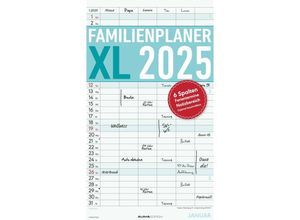 4251732341329 - Familienplaner XL 2025 mit 6 Spalten - Familien-Timer 26x45 cm - Offset-Papier - mit Ferienterminen - Wand-Planer - Familienkalender - Alpha Edition