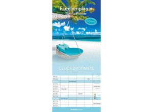 4251732341404 - Edition - Glücksmomente 2025 Familienplaner 195x45cm Familienkalender mit 5 Spalten für Termine Mondphasen Kalenderwochen Ferientermine DE