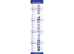 4251732341671 - Alpha Edition - Notizkalender XL BLAU 2025 Streifenkalender 15x64cm Wandkalender mit Platz für Notizen und Zusatzinformationen Mondphasen und deuts