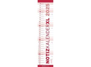 4251732341688 - Alpha Edition - Notizkalender XL ROT 2025 Streifenkalender 15x64cm Wandkalender mit Platz für Notizen und Zusatzinformationen Mondphasen und deutsc