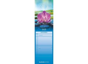 4251732341770 - Alpha Edition - Streifenplaner Mini Zen 2025 Streifenkalender 95x33cm Küchenkalender mit einer großen Spalte für Termine viel Platz für Notizmögli