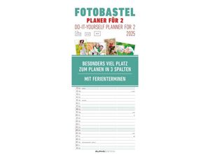 4251732341817 - Foto-Bastelplaner für 2 - Kalender 2025 - Bastel-Kalender - Do it yourself calendar 195x45 cm - datiert - 3 Spalten - mit Ferienterminen - Foto-Kalen