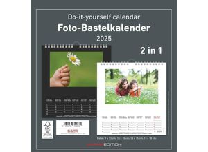 4251732341831 - Alpha Edition - Foto-Bastelkalender 2025 schwarz und weiß 21x22cm Do it yourself Kalender mit Seiten aus hochwertigem Bastelkarton 2 in 1 gestaltb