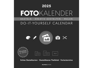 4251732341909 - Alpha Edition - Foto-Bastelkalender schwarz 2025 21x22cm Do it yourself Kalender mit Seiten aus hochwertigem Bastelkarton gestaltbares Titelblatt