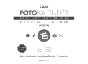 4251732341947 - Alpha Edition - Foto-Bastelkalender weiß 2025 16x17cm - Do it yourself Kalender mit Seiten aus hochwertigem Bastelkarton gestaltbares Titelblatt und