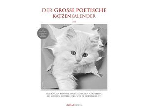 4251732342067 - Der große poetische Katzenkalender 2025 - Bildkalender A3 (297x42 cm) - mit schönen Zitaten - schwarz-weiß - Tierkalender - Wandplaner - Wandkalender