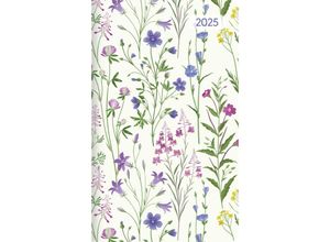 4251732342951 - Alpha Edition - Taschenplaner Style Wildblumen 2025 Taschenkalender 95x16cm Kalender mit 64 Seiten separates Adressheft Notizbereich und internat