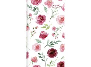 4251732342999 - Edition - Miniplaner Style Rosenblüten 2025 Taschenkalender 9x15cm Kalender mit 64 Seiten Ferientermine Notizbereich und internationales Kal