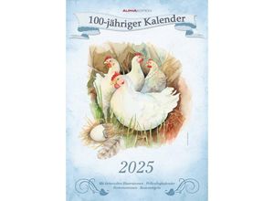 4251732343415 - Alpha Edition - 100-jähriger Kalender 2025 Bildkalender 297x42cm Bildkalender mit Feiertagen Bauernregeln Wetterprognosen und Platz für Notizen