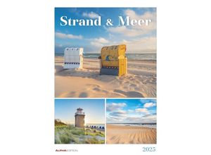 4251732343903 - Strand & Meer 2025 - Bildkalender A3 (297x42 cm) - mit Feiertagen - Triplets - drei Bilder pro Monat - Naturkalender - Wandplaner - Wandkalender