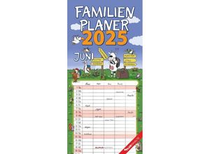 4251732344498 - Familienplaner Happy 2025 - Familien-Timer 22x45 cm - mit Ferienterminen - 5 Spalten - Wand-Planer - mit vielen Zusatzinformationen - Alpha Edition