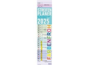 4251732344504 - Edition - Streifenplaner Farbenfroh 2025 113x495cm Streifenkalender mit einer Spalte für Termine Jahresübersichten 100-jähriger Kalender