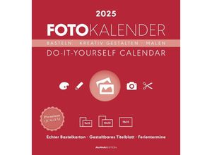 4251732344535 - Alpha Edition - Foto-Bastelkalender rot 2025 21x22cm Do it yourself Kalender mit Seiten aus hochwertigem Bastelkarton gestaltbares Titelblatt und F