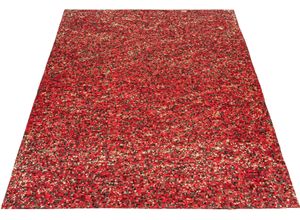 4251735602991 - Lederteppich INOSIGN Ella Teppiche Gr B L 80 cm x 150 cm 5 mm 1 St rot (goldfarben rot) Esszimmerteppiche Wohnzimmer