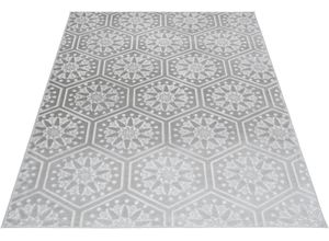 4251735604469 - Teppich MY HOME Stina Teppiche Gr B L 160 cm x 230 cm 7 mm 1 St grau (grau blau) Esszimmerteppiche Hoch-Tief-Effekt mit Muster Teppiche