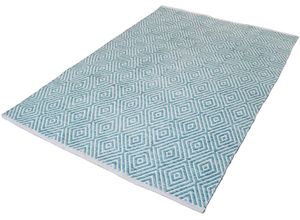 4251735612822 - Teppich CALO-DELUXE Luba 333 Teppiche Gr B L 160 cm x 230 cm 7 mm 1 St blau (türkis) Baumwollteppiche