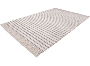 4251735626867 - Teppich CALO-DELUXE Bature 305 Teppiche Gr B L 160 cm x 230 cm 10 mm 1 St beige (natur creme) Fransenteppich Esszimmerteppiche Wolle und Viskose mit Fransen Wohnzimmer