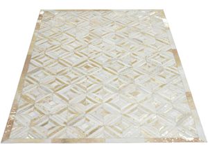 4251735644359 - Lederteppich Faris Teppiche Gr B L 80 cm x 150 cm 8 mm 1 St beige (goldfarben creme) Esszimmerteppiche echtes Leder robuster Teppich