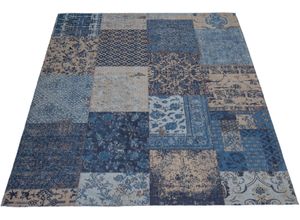 4251735645363 - Teppich HOME AFFAIRE Ella Teppiche Gr B L 120 cm x 170 cm 10 mm 1 St blau Baumwollteppiche Vintage Design Wohnzimmer