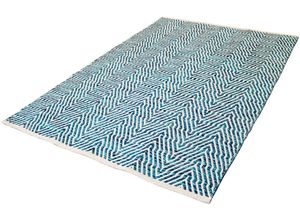 4251735664029 - Teppich HOME AFFAIRE Jaron Teppiche Gr B L 160 cm x 230 cm 7 mm 1 St blau Baumwollteppiche Wohnzimmer