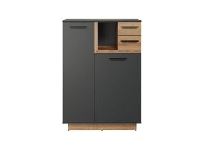 4251737618570 - Ebuy24 - Synnax Sideboard 1 großTür 1 klein Tür 1 Ablage 2 Schubladen grauEiche dekor - Grau