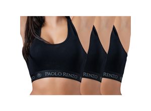 4251742106130 - Paolo Renzo® Damen Baumwoll-Bustier SPORT LINE 3 Paar - Größe S - Schwarz