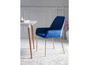 4251744801095 - Salesfever - Esszimmerstuhl 2er Set blau Samt 381724