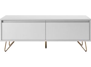 4251744806595 - Lowboard SALESFEVER Sideboards Gr B H T 120 cm x 45 cm x 40 cm Weiß 1 weiß (weiß gold) Lowboards Hairpin Beinen modernes TV-Board Fernsehschrank mit Klappendämpfer