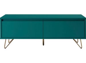 4251744806601 - Lowboard SALESFEVER Sideboards Gr B H T 120 cm x 45 cm x 40 cm Blau 1 blau (blau gold) Lowboards Hairpin Beinen modernes TV-Board Fernsehschrank mit Klappendämpfer