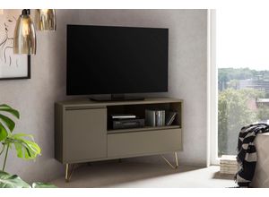 4251744806700 - TV-Board SALESFEVER Sideboards Gr B H T 100 cm x 58 cm x 50 cm grau Ecklösung TV-Kommode matt lackiert Push-to-open Funktion