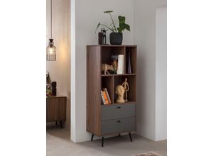 4251744808919 - Bücherregal SALESFEVER braun (walnuss) Regale B H T 60cm x 138cm x 396cm 4 St offene Fächer MDF Metall beschichtet in moderner walnussfarbe B60cm H138cm T396cm