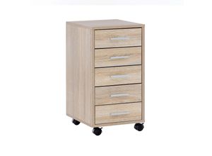 4251745759951 - Schubladenschrank ITTER Holz 5 Schubladen Rollen melaminharzbeschichtet