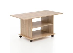 4251745760858 - Couchtisch SEGRE Stilvoll 2 Ablageflächen Rollen Melaminharzbeschichtung 95x51x545 cm Weiß Sonoma