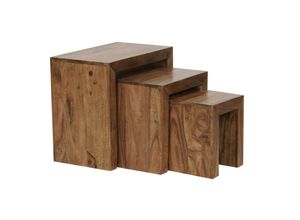 4251745763019 - Satztisch Set 3-teilig Massivholz platzsparend handgefertigt 45x50x30 cm 375x375x28 cm 30x25x25 cm