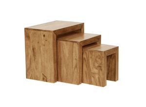 4251745763026 - Satztisch Set 3-teilig Massivholz platzsparend handgefertigt 45x50x30 cm 375x375x28 cm 30x25x25 cm